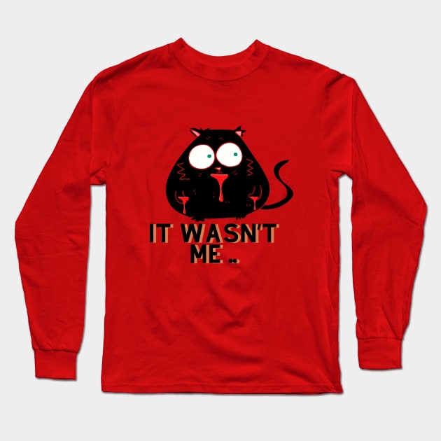 Fat Cat Pun It Wasn't Me Long Sleeve T-Shirt by Natalie C. Designs 